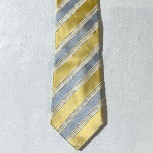 Donald J Trump Collection Silk Necktie Gold Blue Stripe Crest Formal